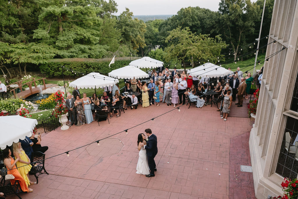 bride and groom's first dance at michigan wedding venue