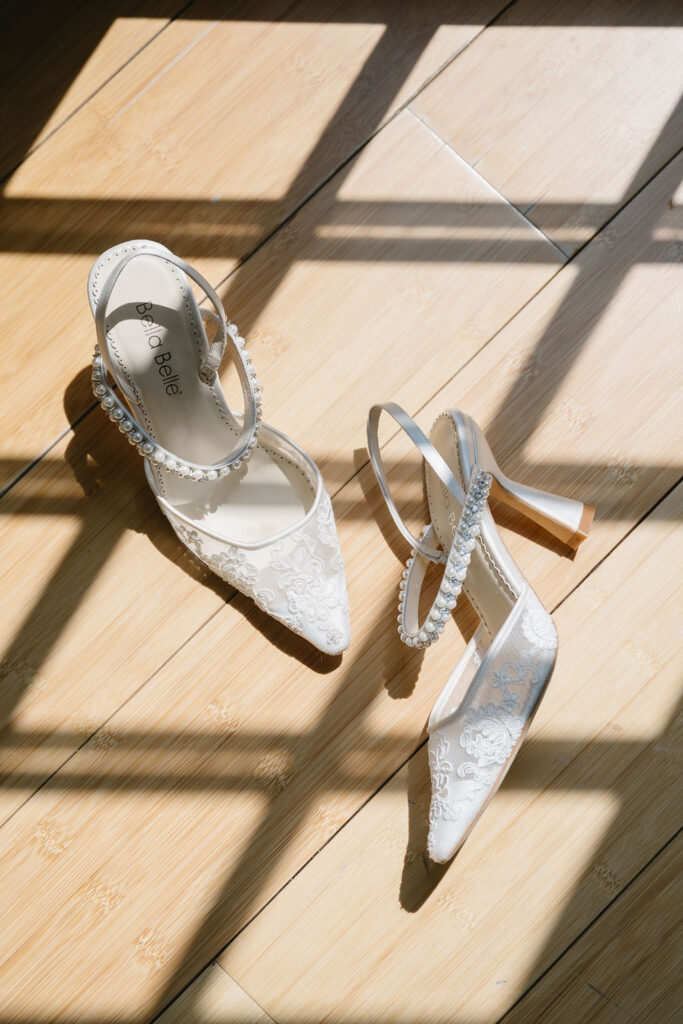 white bridal heels