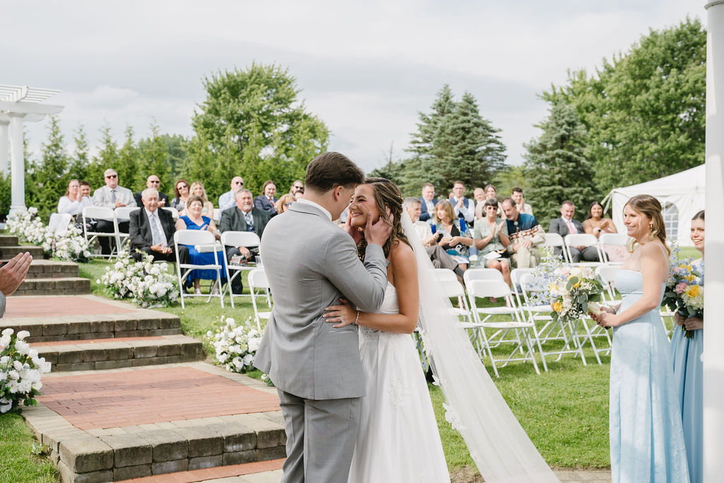 bride and groom at golf course wedding ceremony