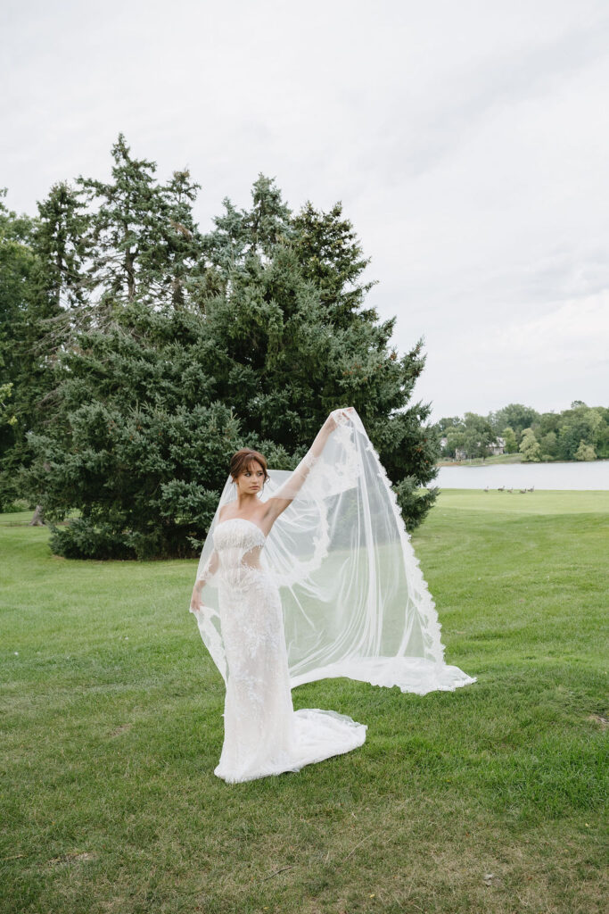 bridal portrait on golf course