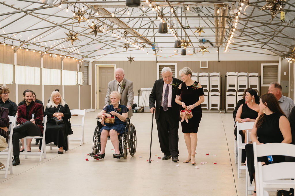 flower grannies at greenhouse wedding