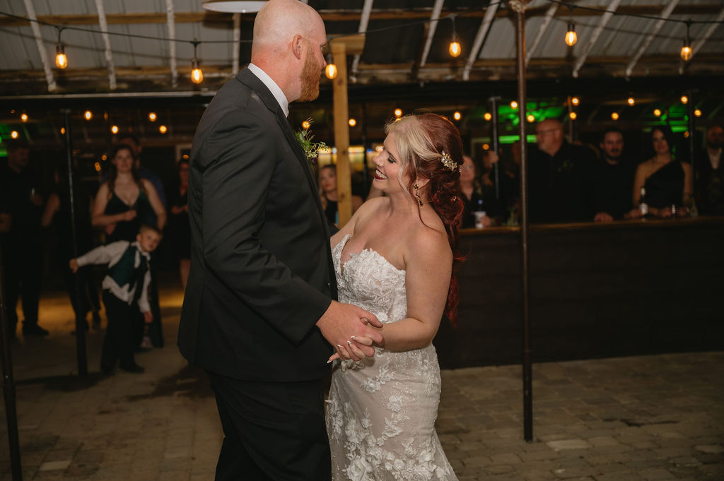 bride and groom first dance at Goldner Walsh wedding reception