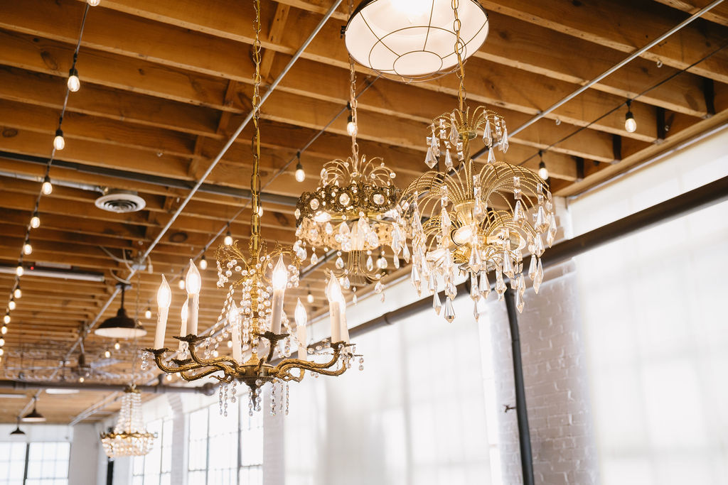 gold chandeliers