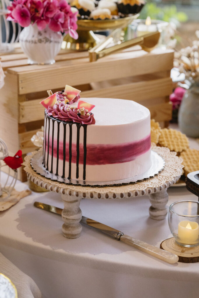 pink wedding cake