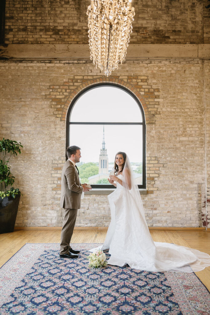 couple reading vows in the high five grand rapids