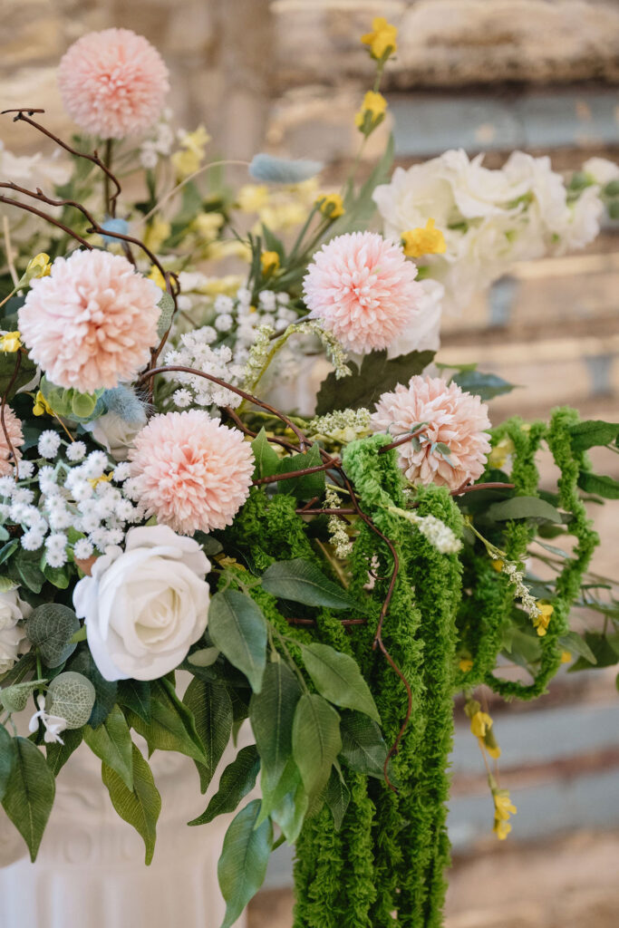 pink wedding florals
