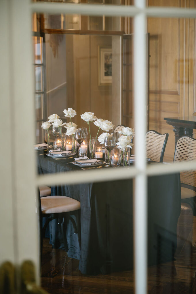 wedding reception decor inside War Memorial Alger House