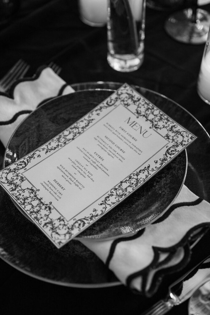 wedding dinner menu