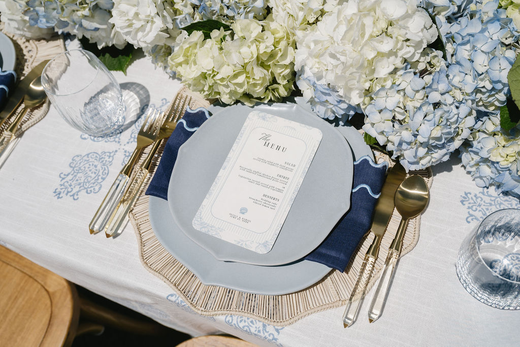 blue wedding reception decor