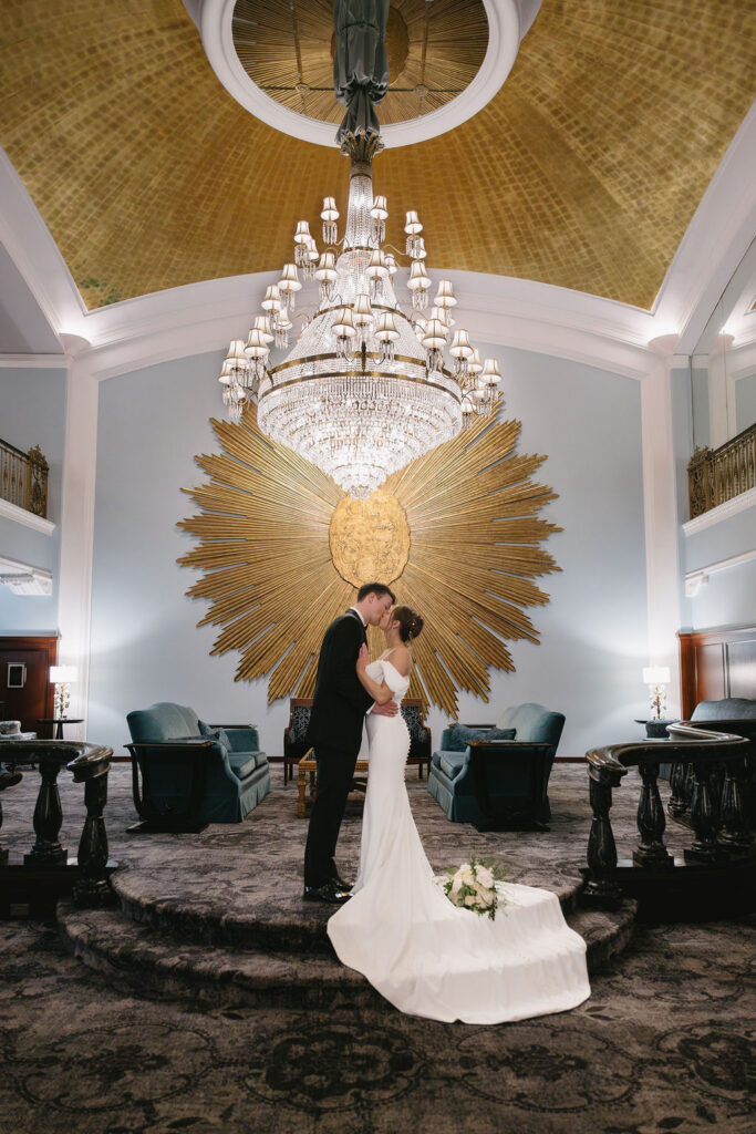 bride and groom inside amway grand wedding venue