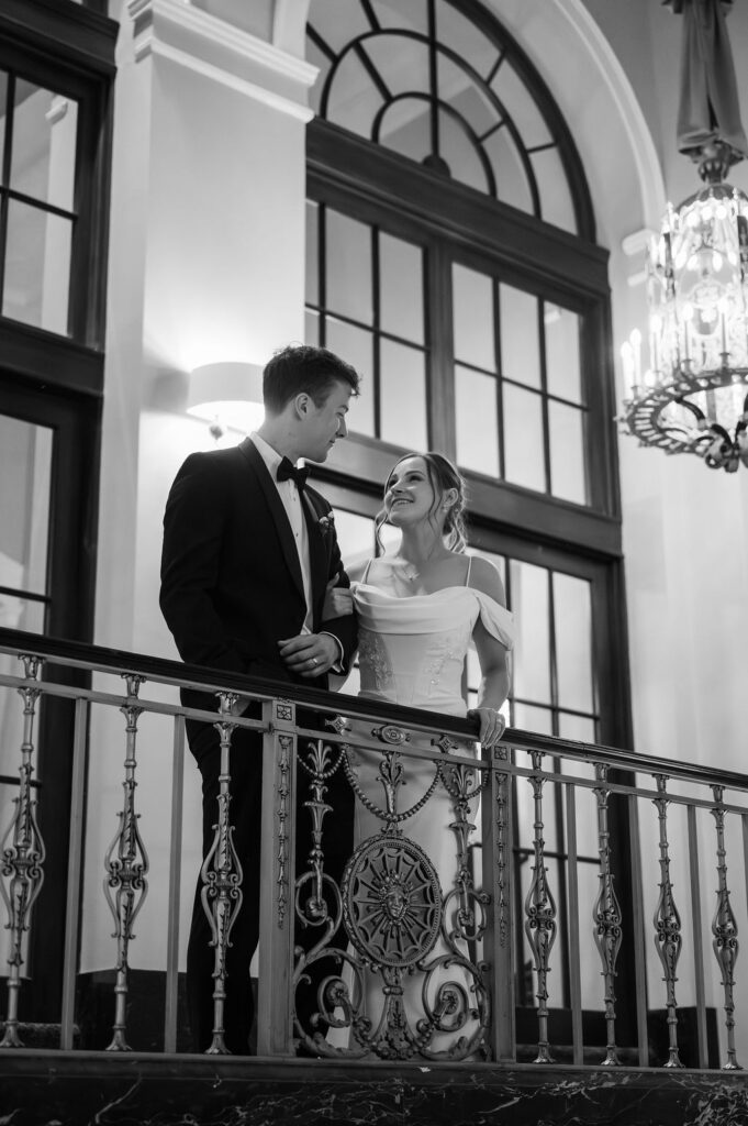 bride and groom inside amway grand hotel