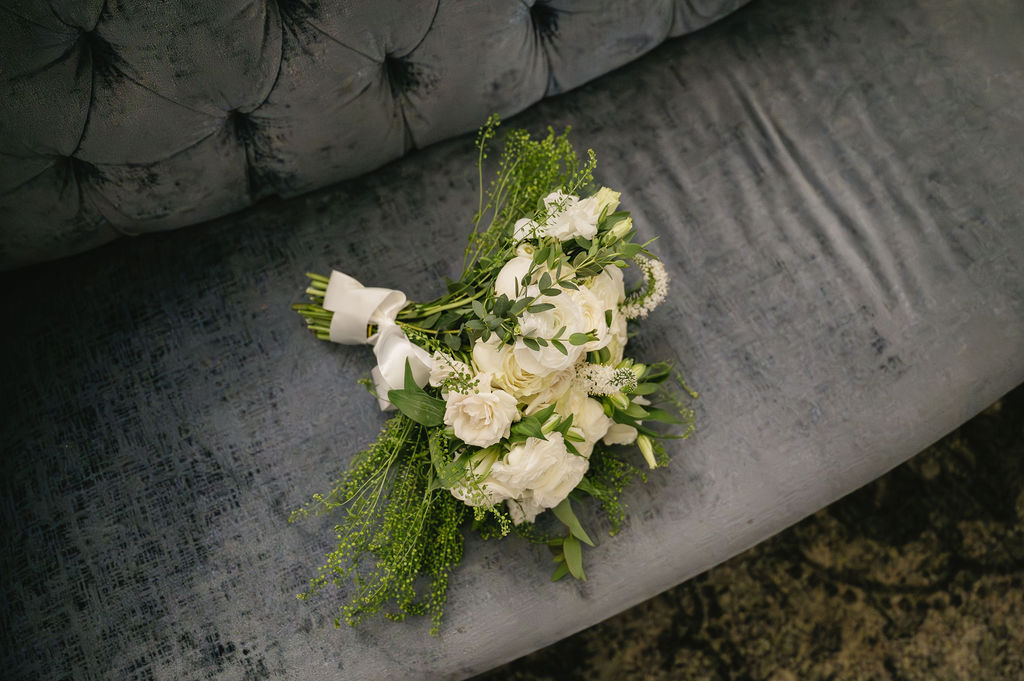 white wedding florals