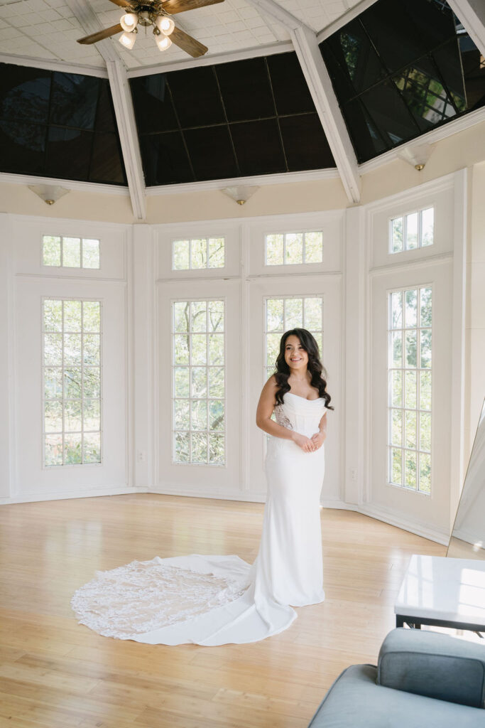 bride standing in getting ready suite