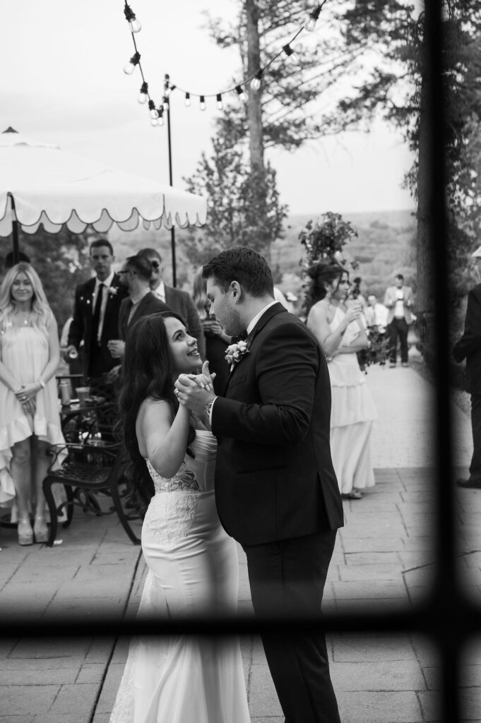 bride and groom's first dance at pine knob wedding venue