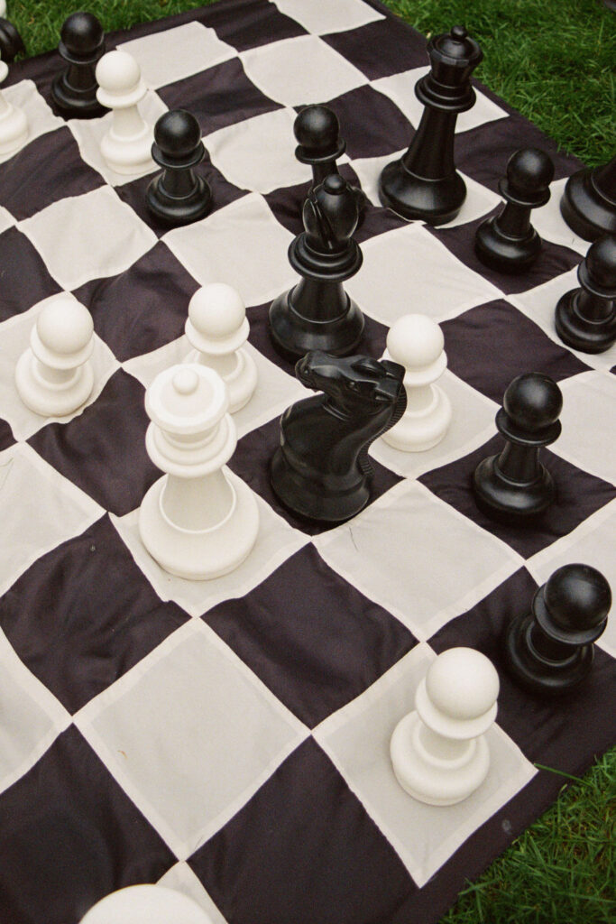 large chess board in yard