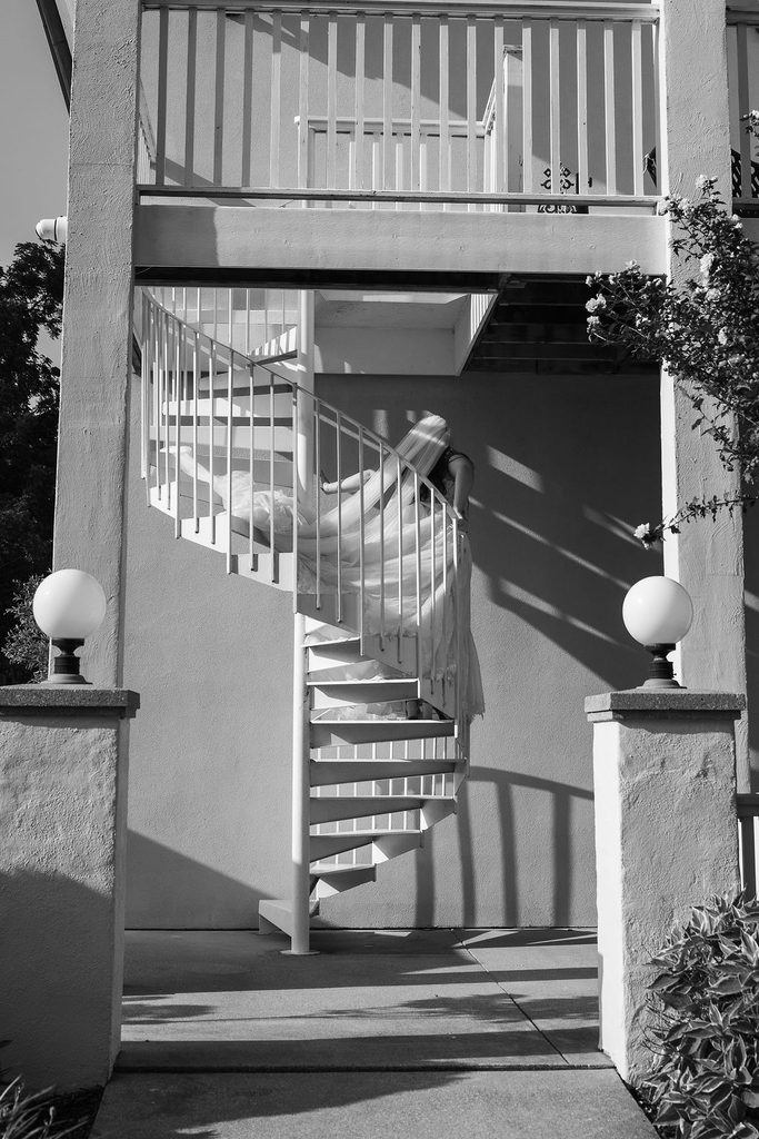 spiral staircase outside of belvedere estate