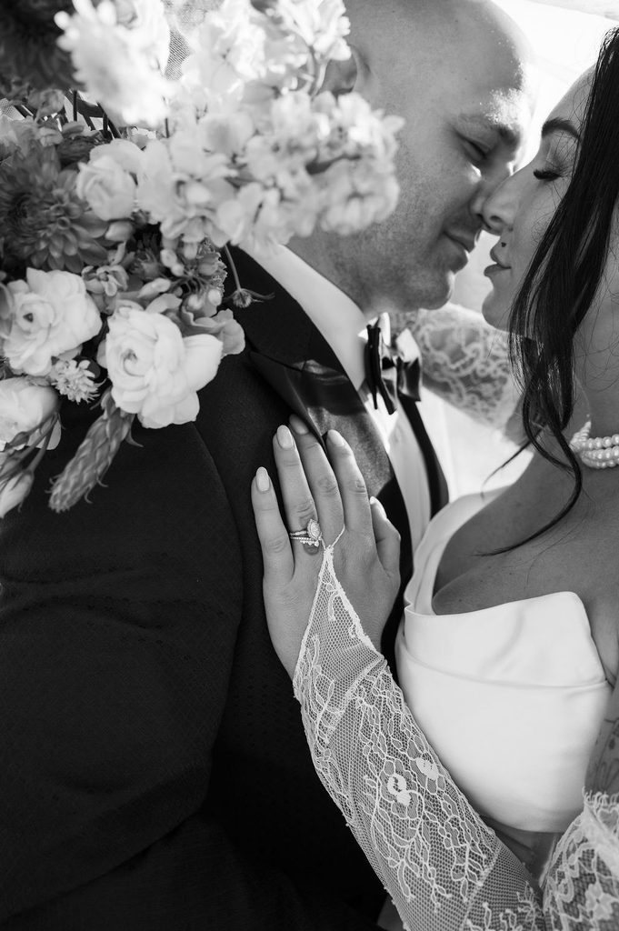 close up up bride and groom's faces