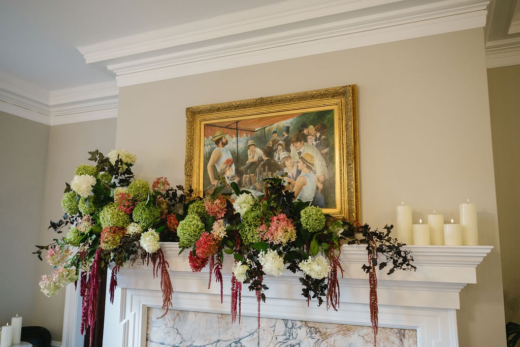 hydrangea floral installation at Belvedere Estate